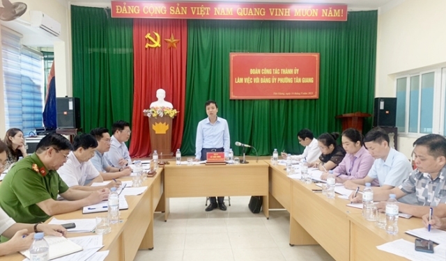 Đoàn công tác Thành ủy làm việc với Đảng ủy phường Tân Giang